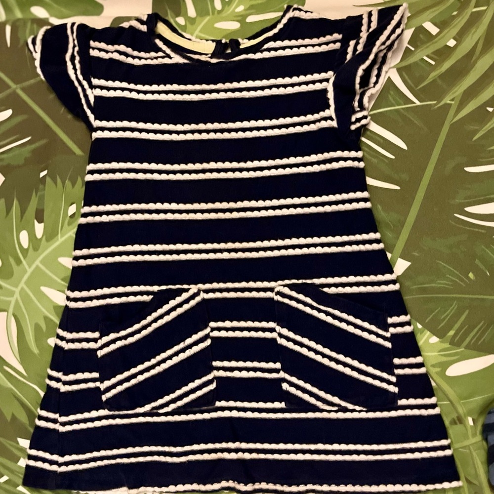 Navy and White Striped Kids Dress